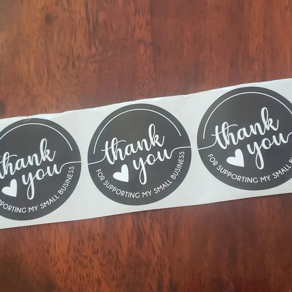3/$15 Set of 50 THANK YOU STICKERS Black White Large 2